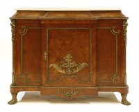 Lot 450 - A French Louix XVI style kingwood and burr walnut marble topped cabinet