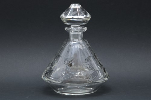 Lot 143 - A 1930s Czech faceted glass decanter and stopper