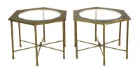 Lot 478 - A pair of brass hexagonal occasional tables