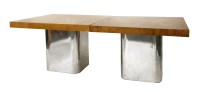 Lot 710 - A pair of burr ash veneered console tables