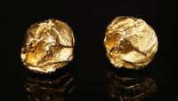 Lot 240 - A pair of Finnish gold 'nugget' effect earrings