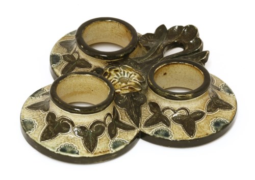 Lot 117 - An R W Martin Brothers' stoneware trefoil-shaped inkstand