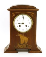 Lot 70 - A mahogany and boxwood inlaid mantel clock