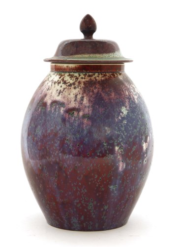 Lot 120 - A Ruskin high-fired flambé vase and cover