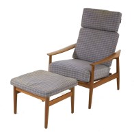 Lot 608 - A teak lounger and ottoman