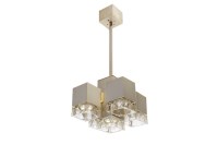 Lot 430 - An Italian brushed steel and glass five-light cubic chandelier