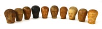 Lot 413 - TEN CARVED WOODEN WIG DISPLAY HEADS