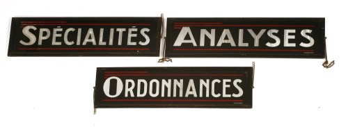 Lot 341 - THREE FRENCH LUMINOUS GLASS PHARMACY SIGNS