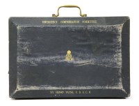 Lot 142 - A GEORGE V BLUE LEATHER GOVERNMENT DESPATCH BOX