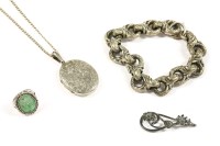 Lot 11 - A silver single row hollow fancy link bracelet