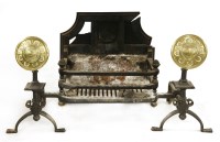Lot 542 - An iron fire grate and dogs