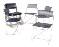 Lot 495 - A set of ten chrome and perforated X Line stacking chairs