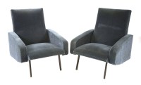 Lot 354 - A pair of French sprung reclining armchairs