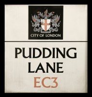 Lot 166 - COOKING AND GREAT FIRE OF LONDON INTEREST: 'PUDDING LANE' SIGN
