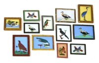 Lot 228 - INDIAN REVERSE GLASS PAINTINGS OF BIRDS