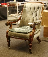 Lot 413 - A Victorian rosewood open armchair