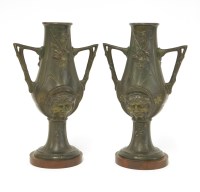 Lot 96 - A pair of Art Nouveau spelter urns