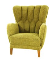 Lot 185 - A Danish green upholstered armchair