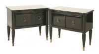 Lot 365 - A pair of Italian black lacquered bedside cabinets