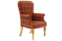 Lot 552 - A large late 19th century tartan upholstered arm chair