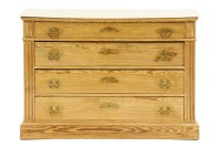 Lot 557 - A 19th century stripped pine chest of four drawers