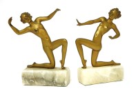 Lot 329 - A pair of Art Deco painted spelter figures of dancers