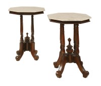 Lot 491 - A near pair of octagonal lamp tables
