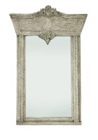Lot 516 - A large French-style grey painted and rusticated pier mirror