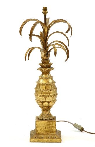 Lot 449 - A gilt metal and wood pineapple form table lamp