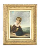 Lot 334 - 19th century School
A YOUNG GIRL ON THE BEACH WITH SHELLS
Oil on board
33 x 24cm