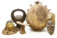 Lot 217 - Group of old tribal items to include drum