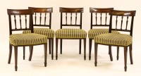 Lot 433 - A set of five George III mahogany square back dining chairs