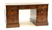 Lot 439 - A Victorian mahogany twin pedestal partners desk