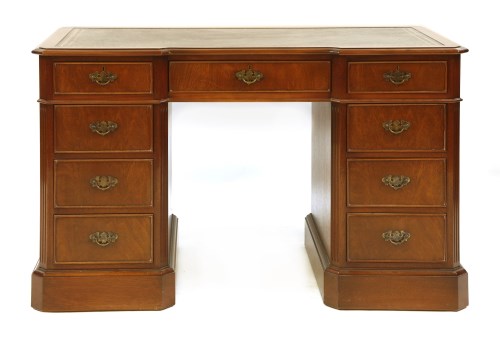 Lot 397 - A Victorian style mahogany pedestal desk