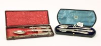 Lot 140 - Two cased silver christening sets