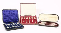 Lot 92 - Three cased sets of silver flatware