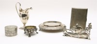 Lot 94 - Silver items to include: an Arts and Crafts menu holder