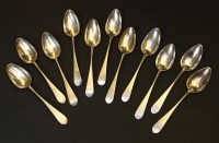 Lot 77 - Eleven Scottish Old English pattern silver table spoons