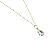 Lot 9 - A single stone pear shaped aquamarine pendant
