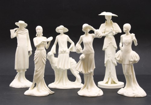 Lot 313 - A collection of five Royal Worcester 1920’s Vogue Collection blanc de chine figures