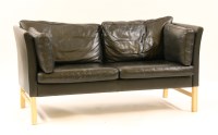 Lot 367 - A Danish black leather two seater sofa