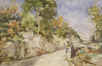 Lot 51 - Sir Herbert Hughes-Stanton (1870-1937)
A FIGURE ON A PATH IN FRANCE
Signed and dated 1929 l.r.