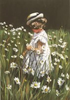 Lot 191 - Sherree Valentine-Daines (b.1959)
A YOUNG GIRL IN A FIELD OF FLOWERS
Signed with initials l.r.