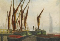 Lot 55 - Paul Fordyce Maitland (1863-1909)
'BARGES OFF LIMEHOUSE REACH'
Signed and inscribed with title verso