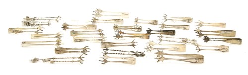 Lot 99 - A collection of various sugar tongs