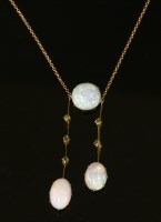 Lot 109 - An Edwardian opal and peridot negligée pendant