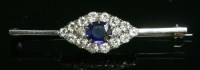 Lot 172 - A sapphire and diamond boat shaped cluster brooch