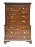 Lot 464 - A George III oak chest on chest