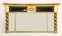 Lot 486A - A Regency gilt and ebonised overmantel mirror