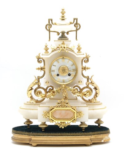 Lot 300 - A late 19th Century alabaster and gilt metal clock